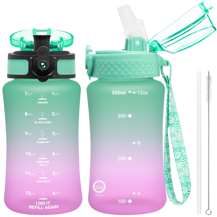 Lisslune | Reusable Tritan plastic water bottle with straw & chug lids