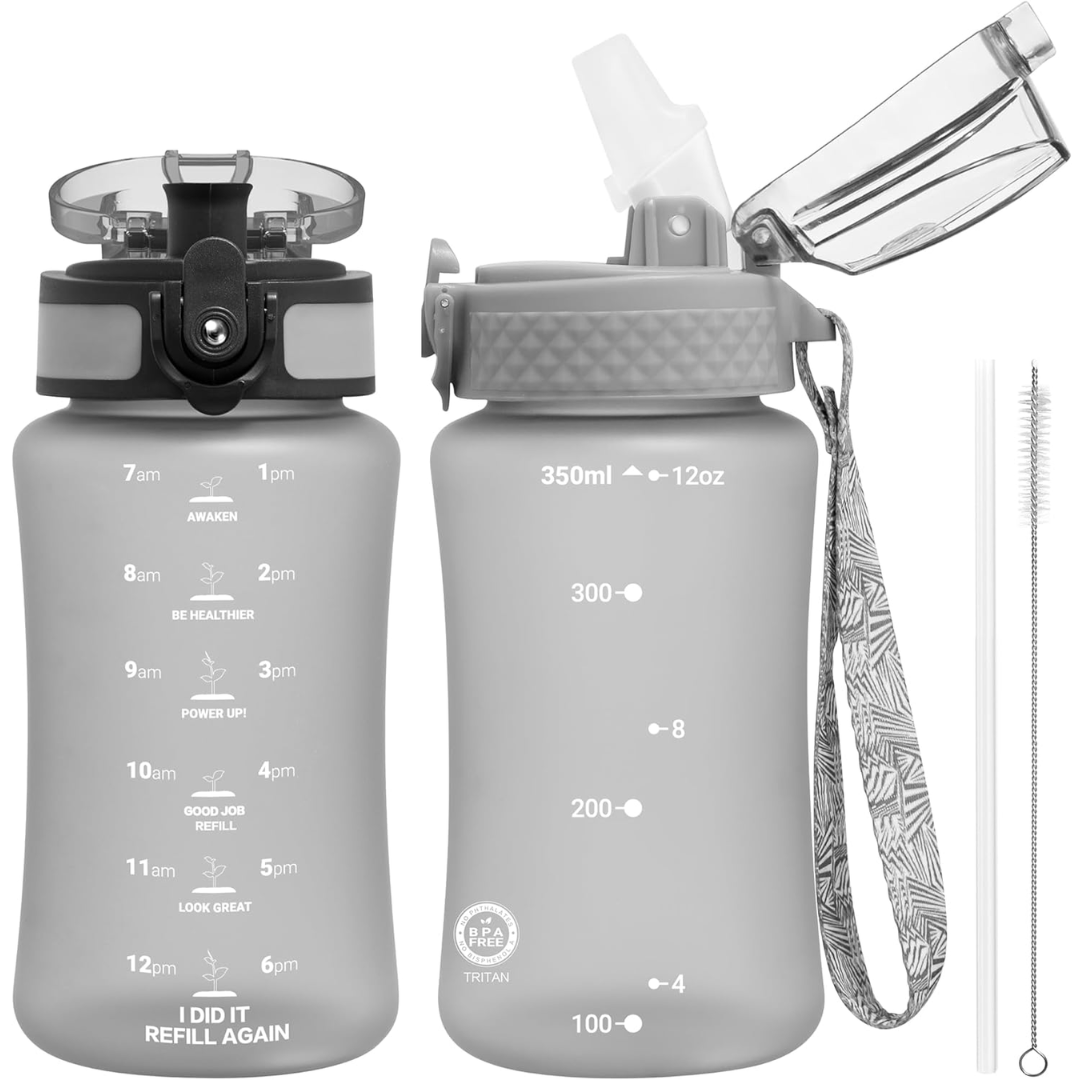 Lisslune | Reusable Tritan plastic water bottle with straw & chug lids