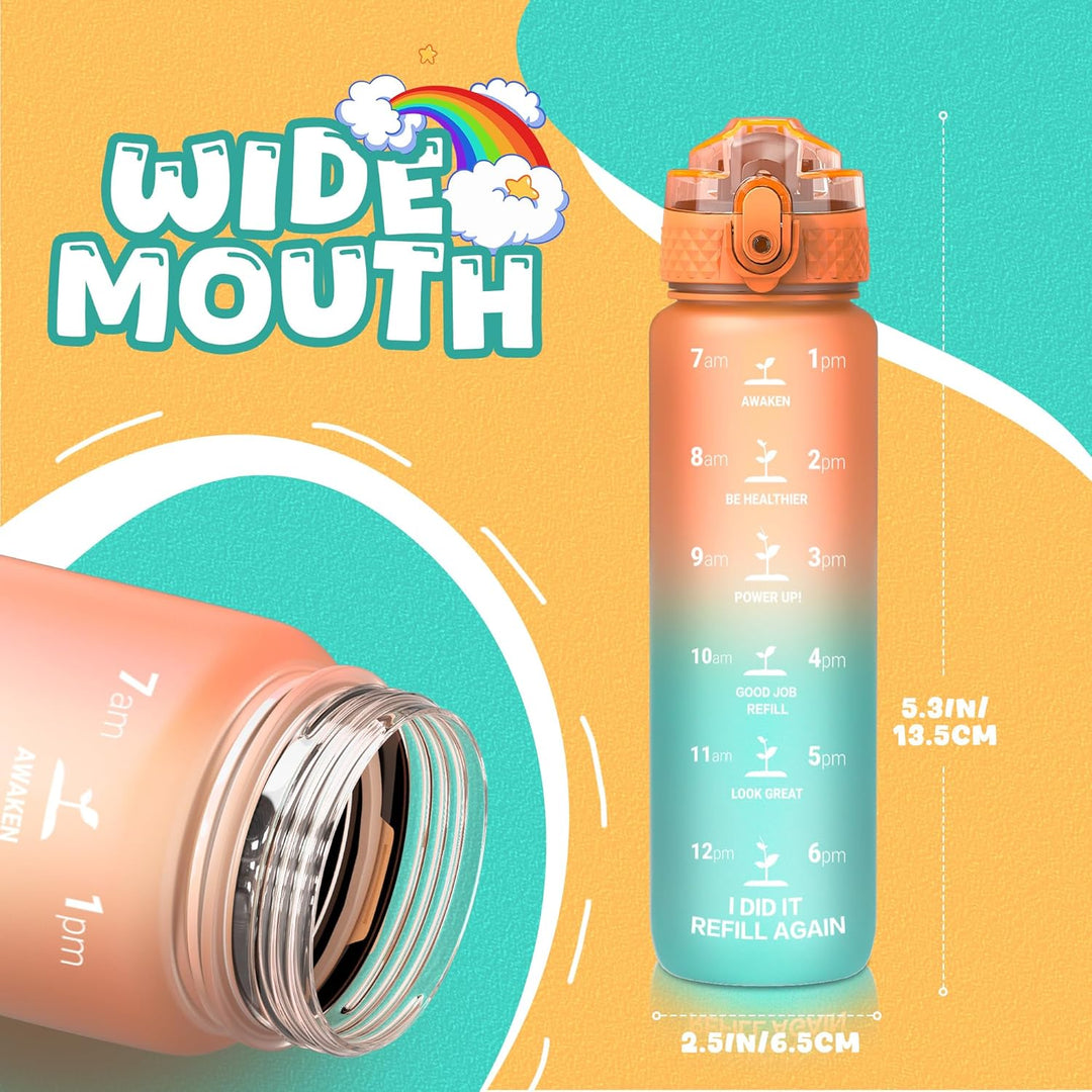 Lisslune | Reusable Tritan plastic water bottle with straw & chug lids