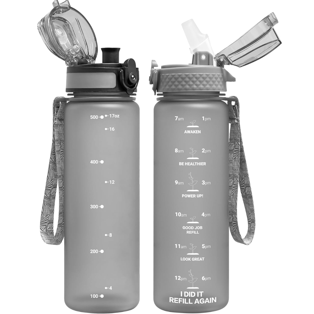 Lisslune | Reusable Tritan plastic water bottle with straw & chug lids