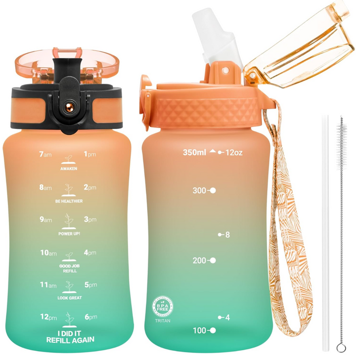 Lisslune | Reusable Tritan plastic water bottle with straw & chug lids