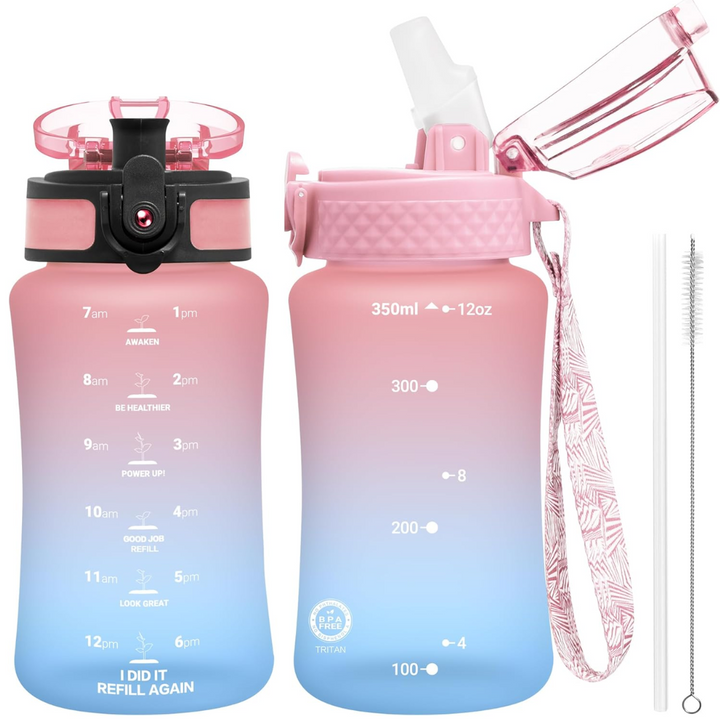 Lisslune | Reusable Tritan plastic water bottle with straw & chug lids