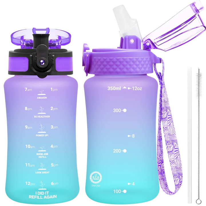 Lisslune | Reusable Tritan plastic water bottle with straw & chug lids
