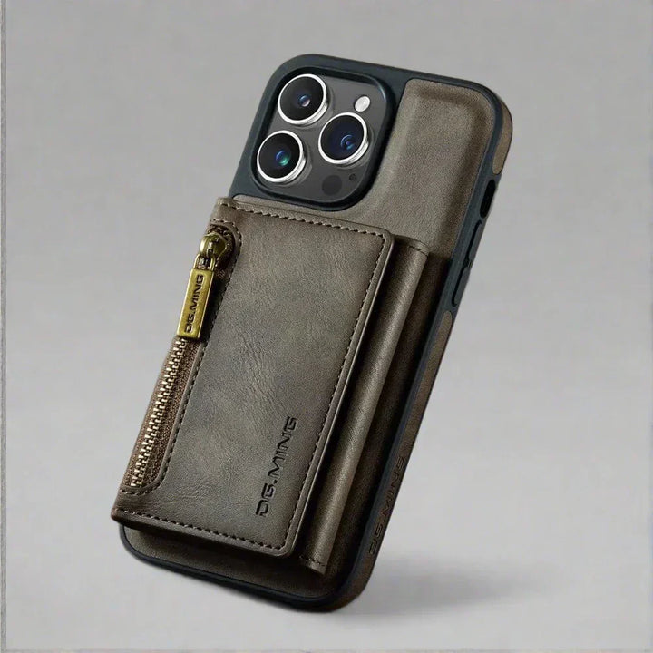 Lisslune | RFID iPhone Wallet Case | Removable Magnetic Leather Car Mount Shockproof Case