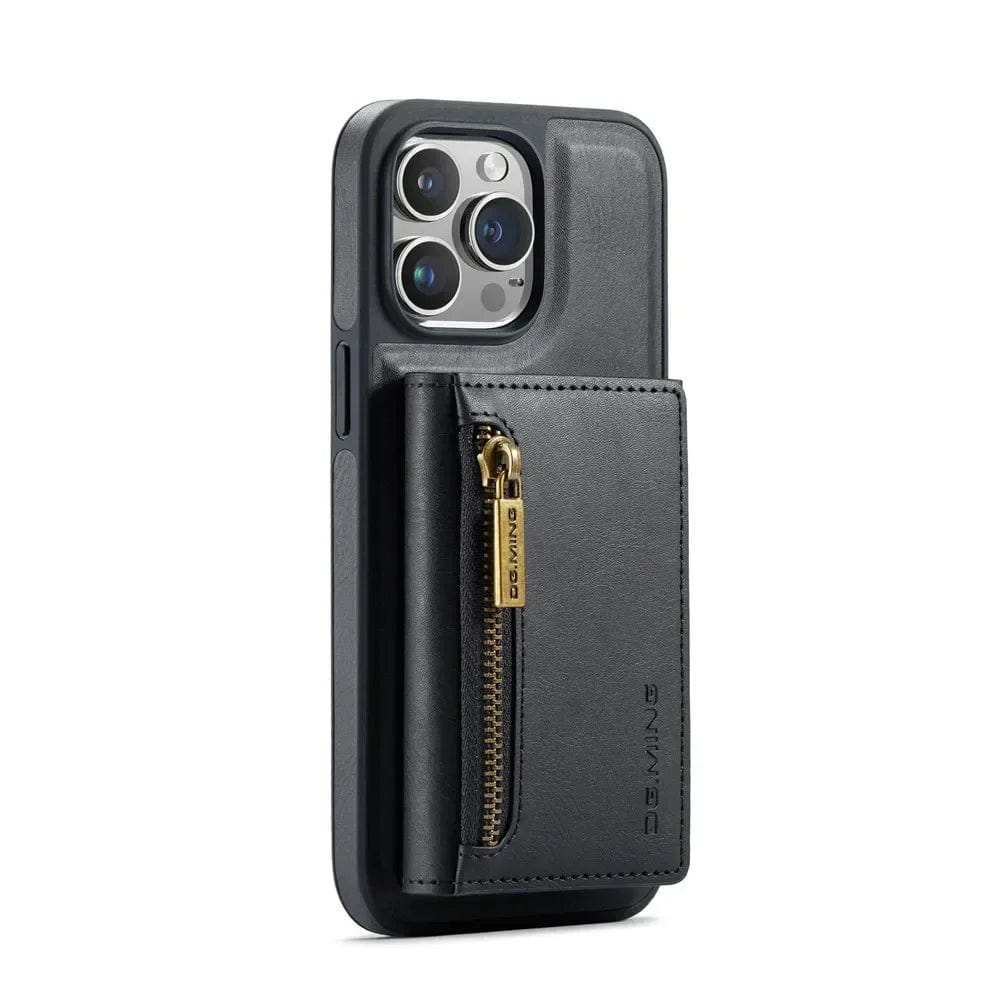 Lisslune | RFID iPhone Wallet Case | Removable Magnetic Leather Car Mount Shockproof Case
