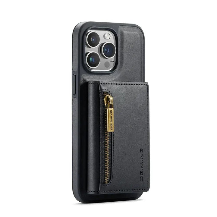 Lisslune | RFID iPhone Wallet Case | Removable Magnetic Leather Car Mount Shockproof Case