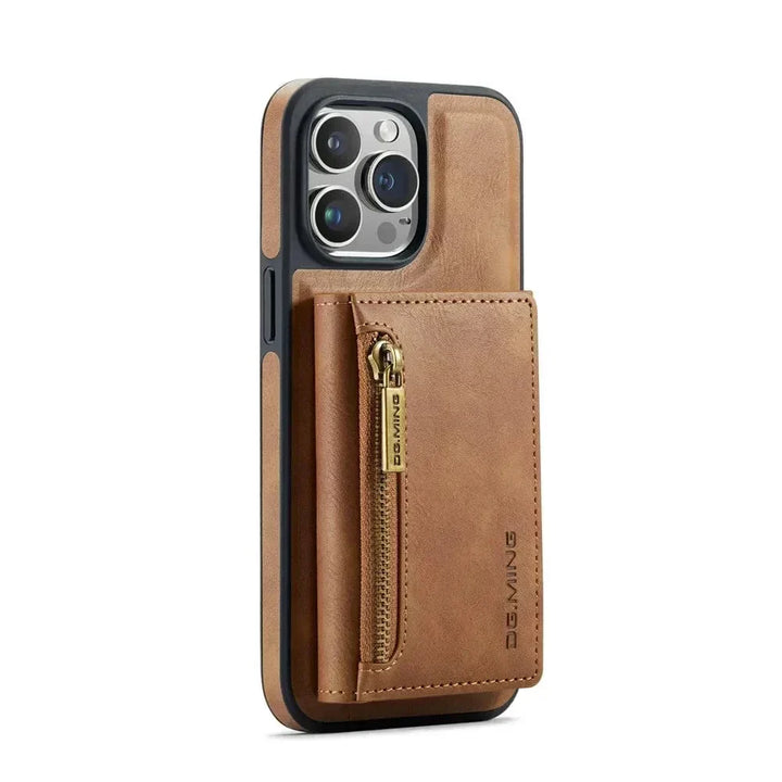 Lisslune | RFID iPhone Wallet Case | Removable Magnetic Leather Car Mount Shockproof Case
