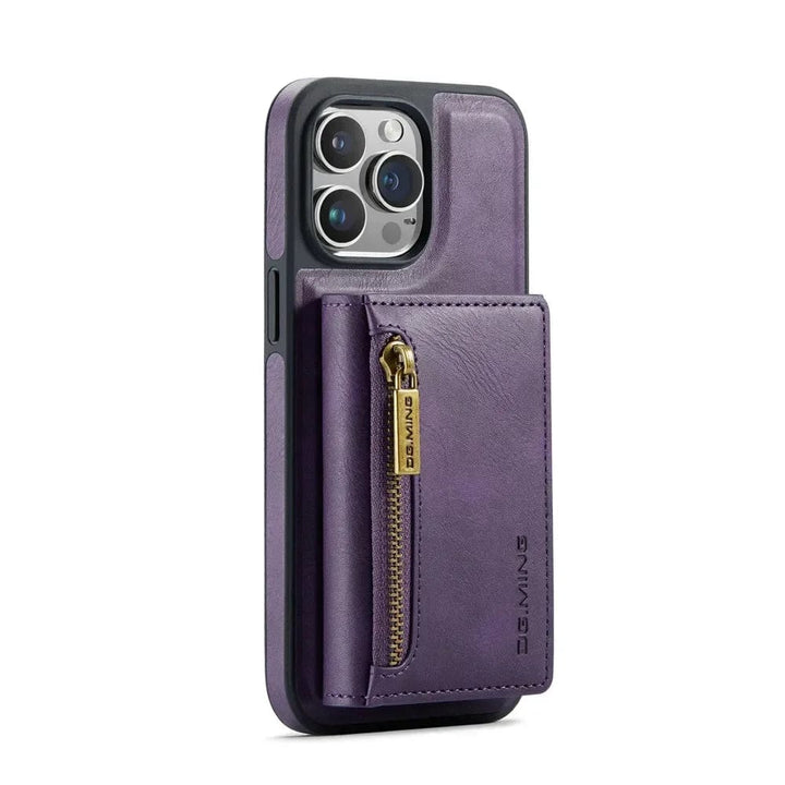 Lisslune | RFID iPhone Wallet Case | Removable Magnetic Leather Car Mount Shockproof Case