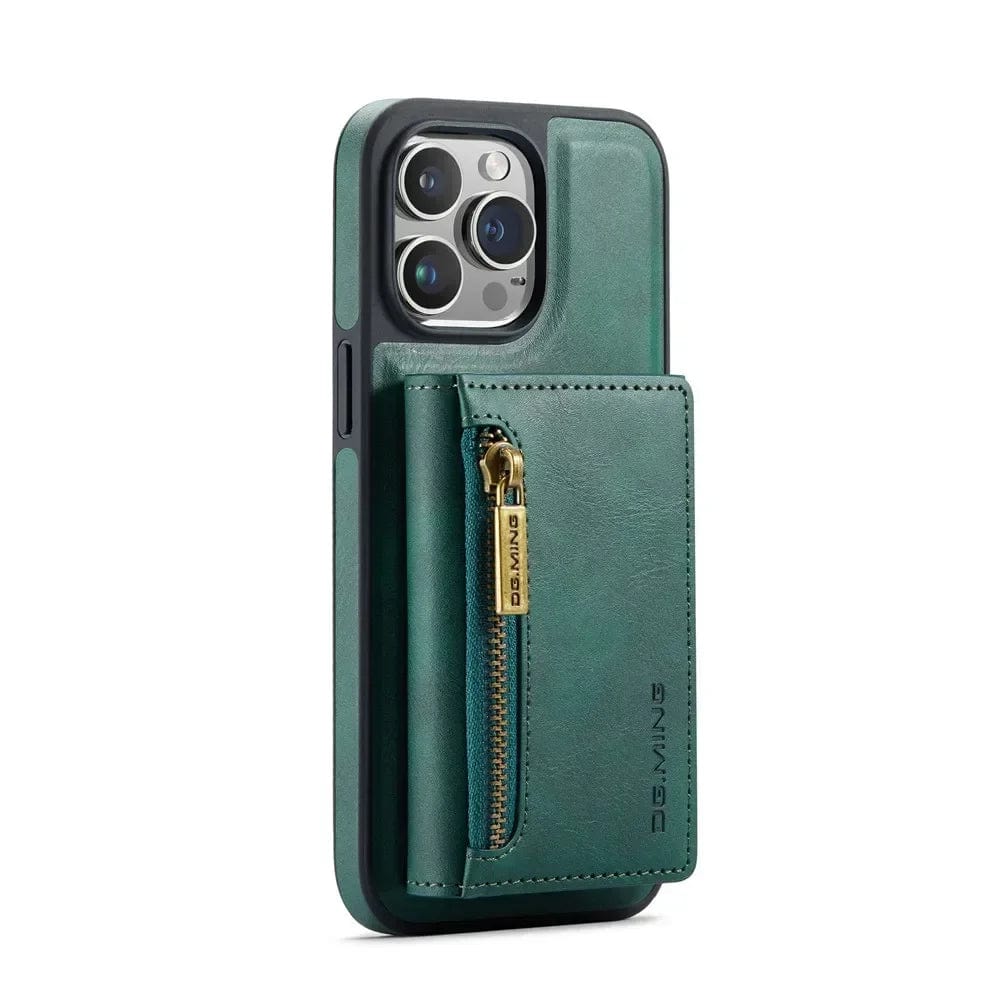 Lisslune | RFID iPhone Wallet Case | Removable Magnetic Leather Car Mount Shockproof Case