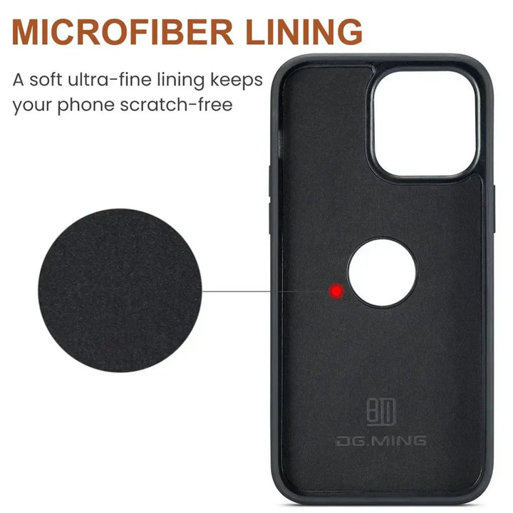 Lisslune | RFID iPhone Wallet Case | Removable Magnetic Leather Car Mount Shockproof Case