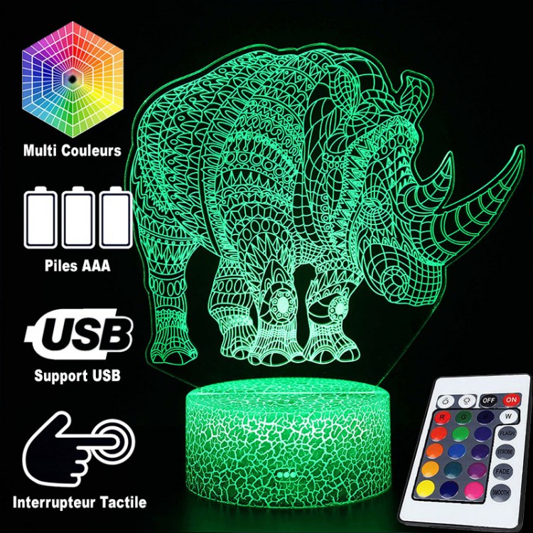 Lisslune | 3D Lamp Rhinoceros Majestic