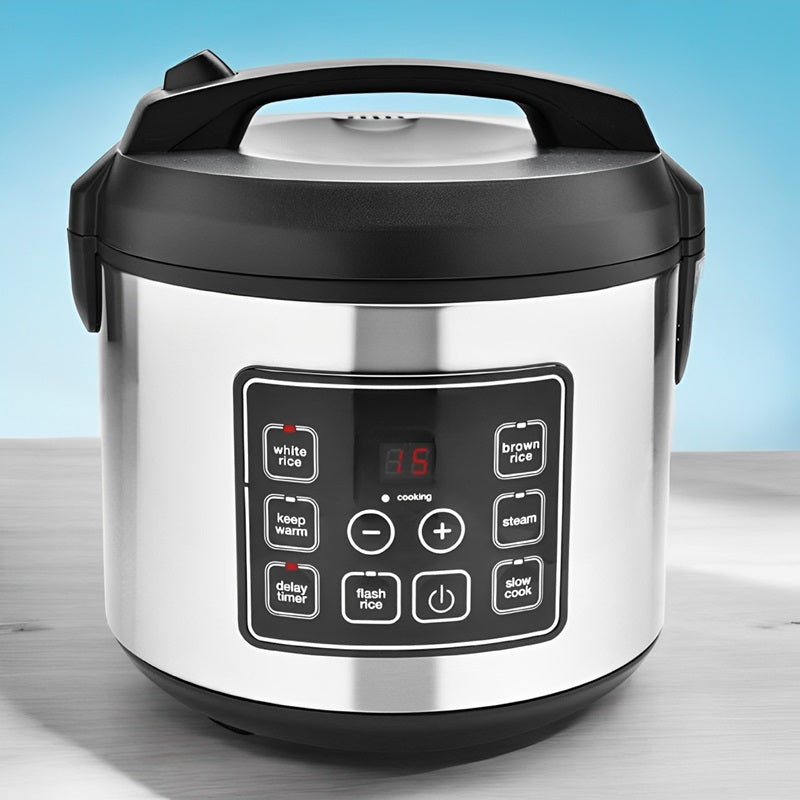 Lisslune | 20-Cup Multifunctional Digital Rice Cooker – Stainless Steel with Sensor Logic Technology