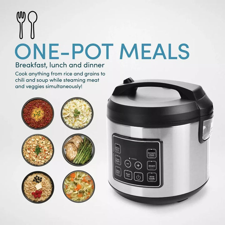 Lisslune | 20-Cup Multifunctional Digital Rice Cooker – Stainless Steel with Sensor Logic Technology