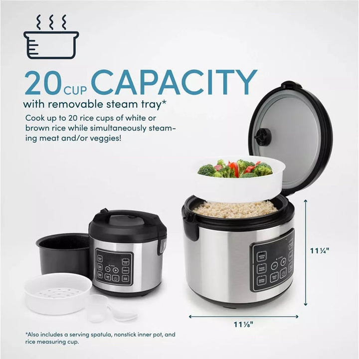 Lisslune | 20-Cup Multifunctional Digital Rice Cooker – Stainless Steel with Sensor Logic Technology