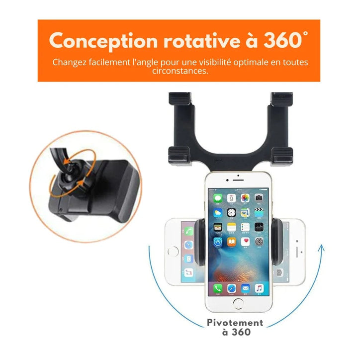 Lisslune | Roadview – Rearview Mirror Phone Mount with 360° Rotation & Telescopic Arm
