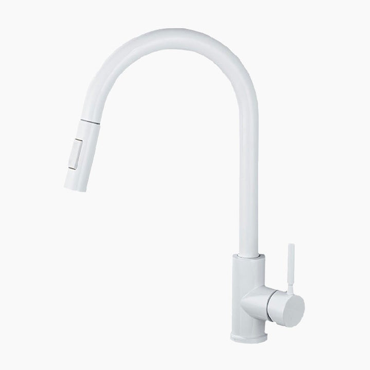 Lisslune | Kitchen with pull-out spray, white swan neck