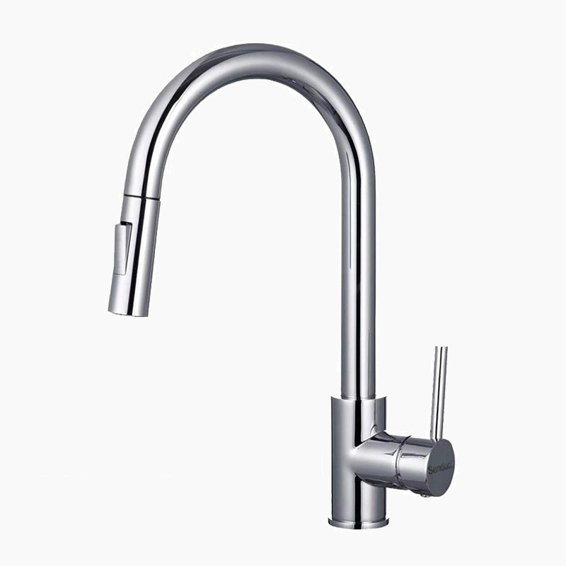 Lisslune | Kitchen with pull-out spray in chrome gooseneck