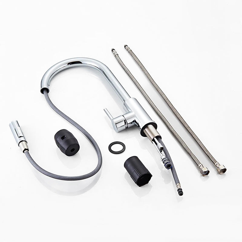 Lisslune | Kitchen with pull-out spray in chrome gooseneck