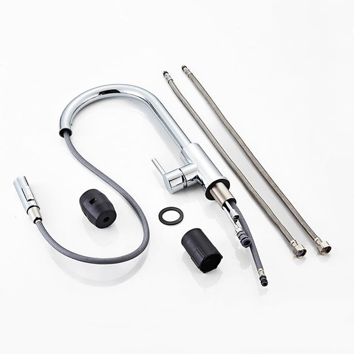 Lisslune | Kitchen with pull-out spray in chrome gooseneck