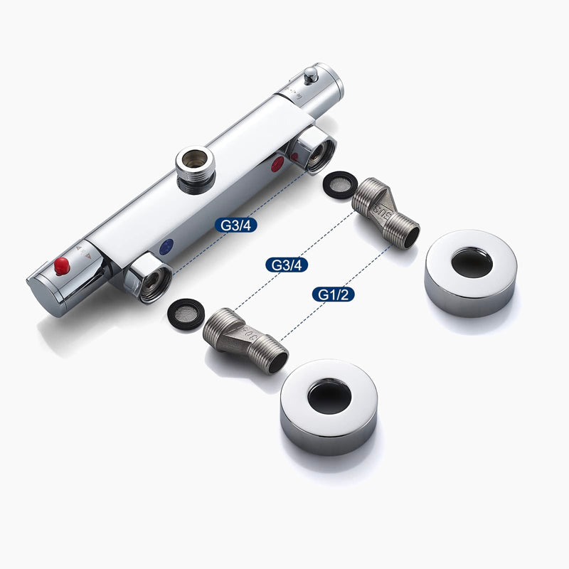 Lisslune | thermostatic shower chrome 2 outlets DUPEL