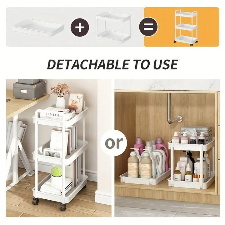 Lisslune | 3-Tier Multifunctional Rolling Cart with Wheels