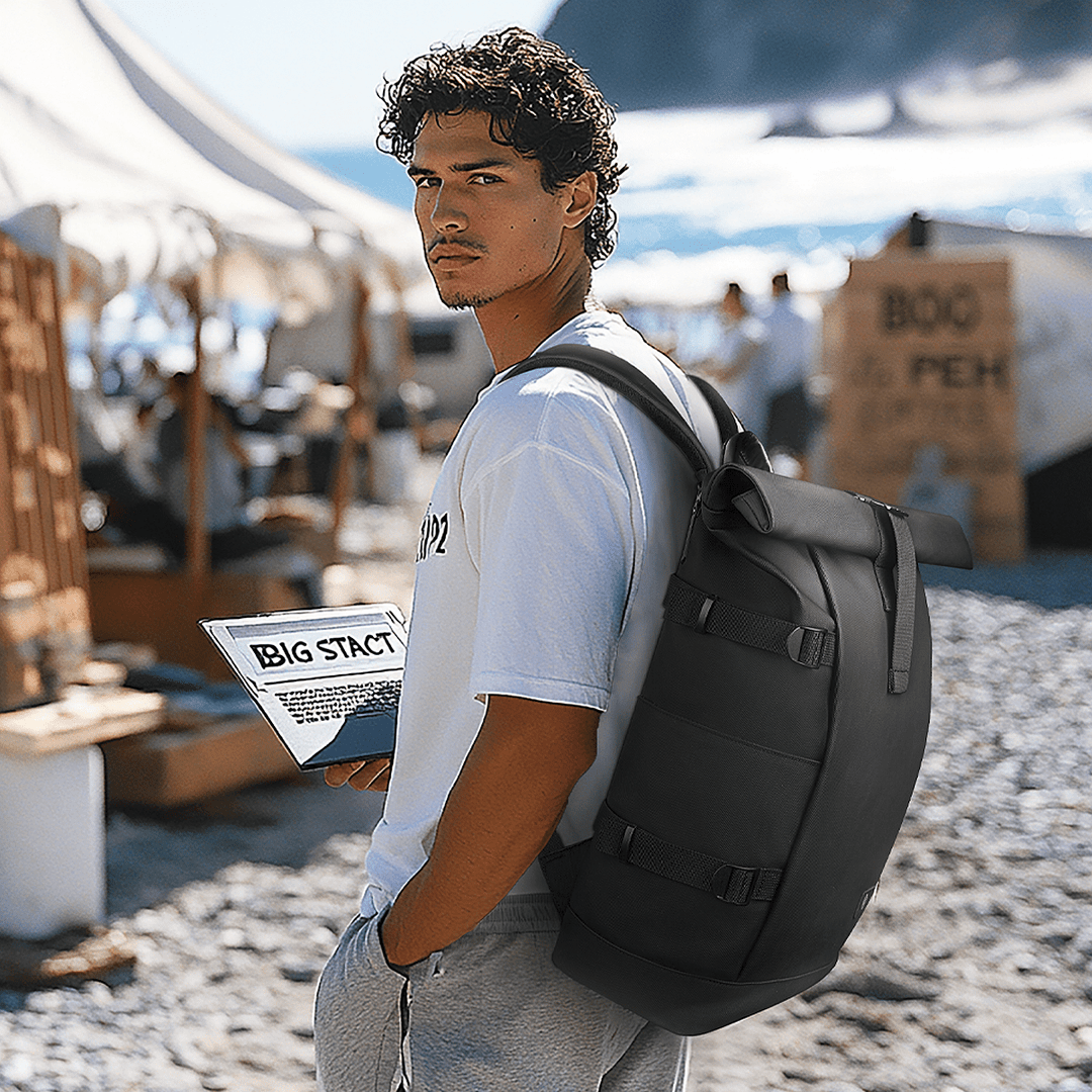 Lisslune | ROLLTRAIL Rolltop Backpack – Expandable 17" Laptop Bag, Waterproof, Anti-Theft, Outdoor & Travel-Ready