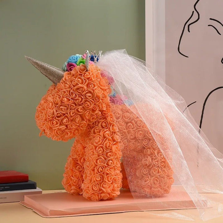 Lisslune | Rose Unicorn - Artificial Flower Unicorn with Over 500 Flowers, Best Gift for Christmas, Valentine’s Day, Anniversary and Birthdays
