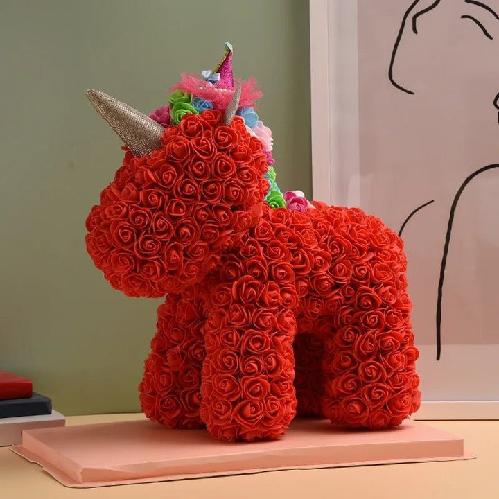 Lisslune | Rose Unicorn - Artificial Flower Unicorn with Over 500 Flowers, Best Gift for Christmas, Valentine’s Day, Anniversary and Birthdays