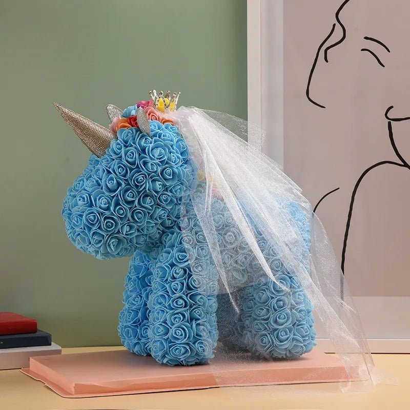 Lisslune | Rose Unicorn - Artificial Flower Unicorn with Over 500 Flowers, Best Gift for Christmas, Valentine’s Day, Anniversary and Birthdays