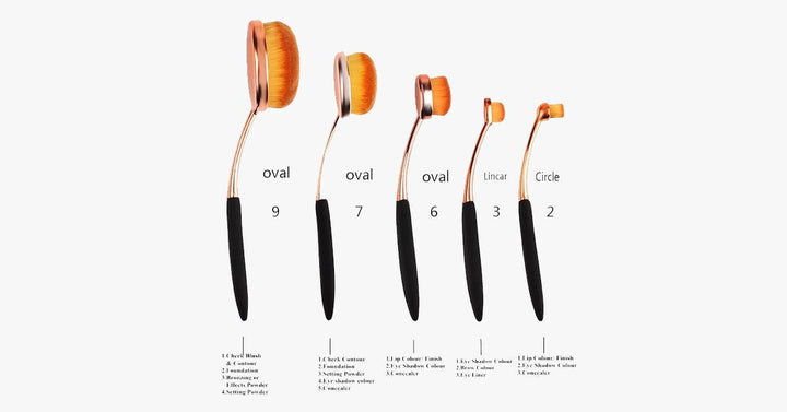 Lisslune | Oval Makeup Brush Set in Rose Gold – A Brush for Every Need