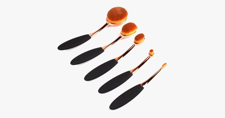 Lisslune | Oval Makeup Brush Set in Rose Gold – A Brush for Every Need