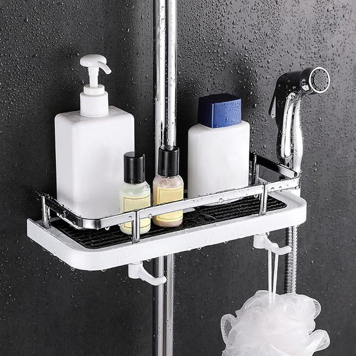 Lisslune | Bathroom Shelf Caddy for Shower Rod, No Drilling Pole Shower Storage Shelf Holder