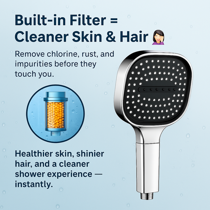 Lisslune | High-Pressure Shower Head | Turbo-Boost Technology & Advanced Filtration for Healthier Skin and Hair