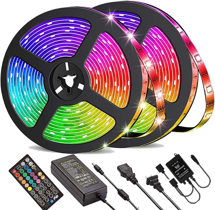 Lisslune | LED Light Strip, 30 m, 15 m, Music Synchronization, Bluetooth, 5050, RGB Ambient Light with Remote Control