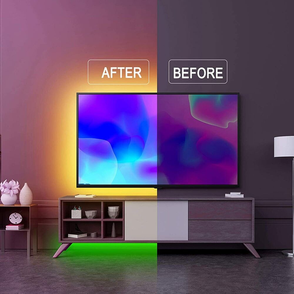 Lisslune | LED Light Strip, 30 m, 15 m, Music Synchronization, Bluetooth, 5050, RGB Ambient Light with Remote Control
