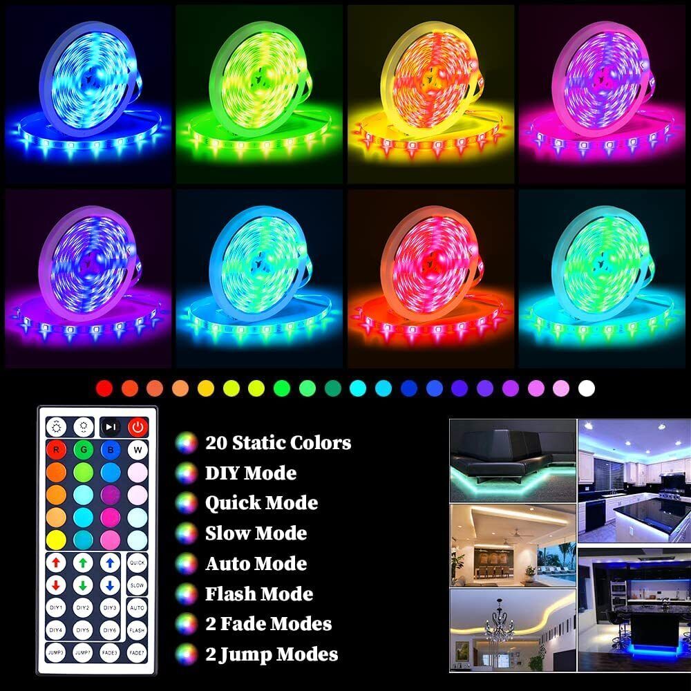 Lisslune | LED Light Strip, 30 m, 15 m, Music Synchronization, Bluetooth, 5050, RGB Ambient Light with Remote Control