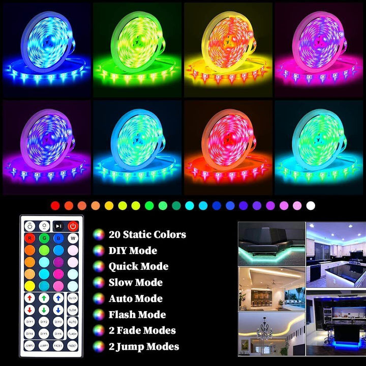 Lisslune | LED Light Strip, 30 m, 15 m, Music Synchronization, Bluetooth, 5050, RGB Ambient Light with Remote Control