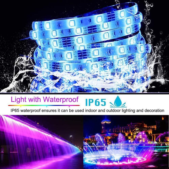 Lisslune | LED Light Strip, 30 m, 15 m, Music Synchronization, Bluetooth, 5050, RGB Ambient Light with Remote Control