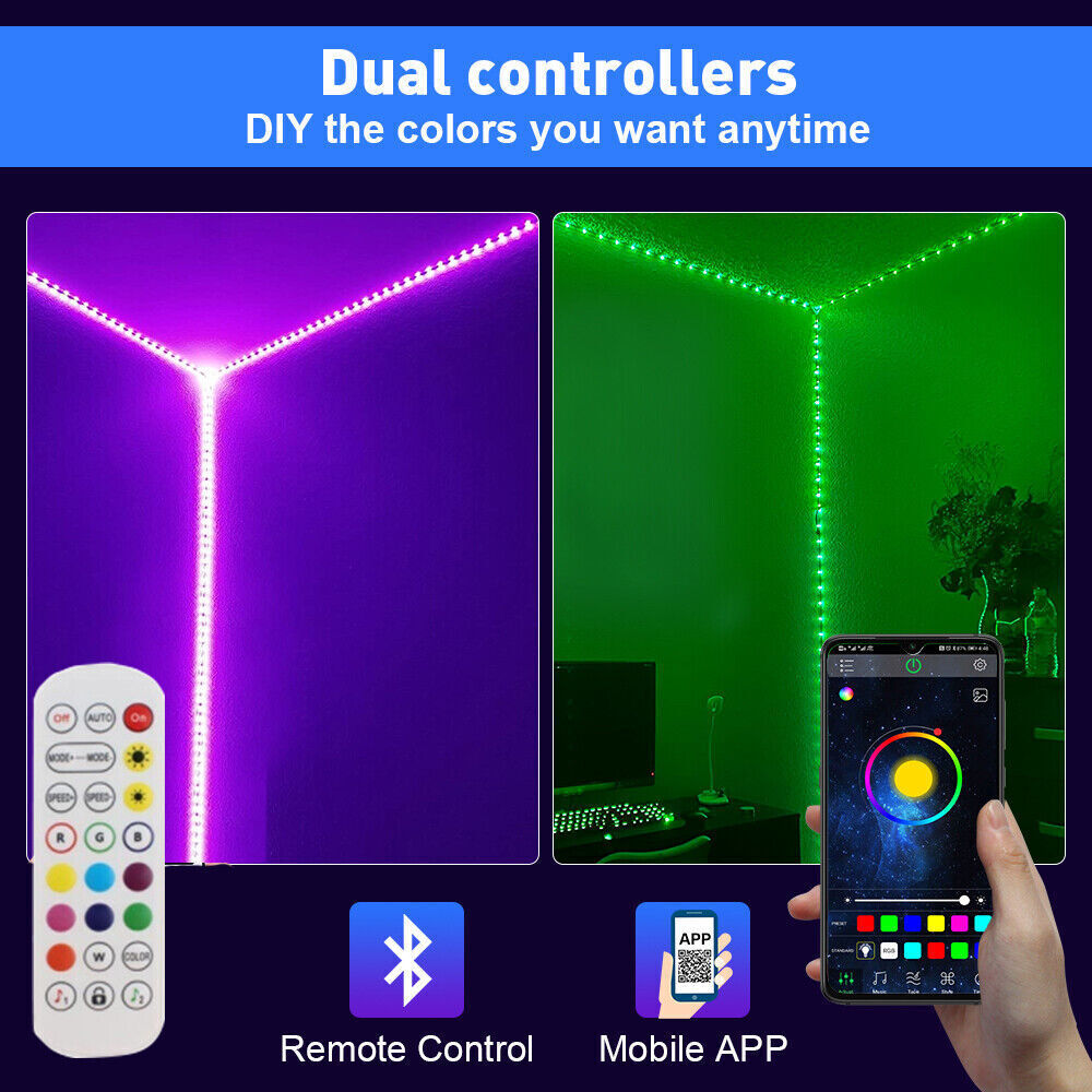 Lisslune | LED Light Strip, 30 m, 15 m, Music Synchronization, Bluetooth, 5050, RGB Ambient Light with Remote Control
