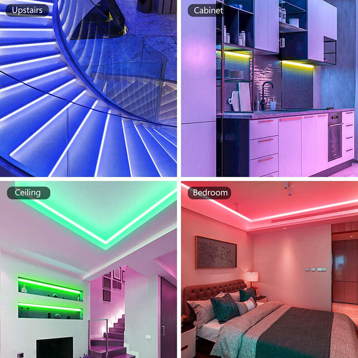 Lisslune | LED Light Strip, 30 m, 15 m, Music Synchronization, Bluetooth, 5050, RGB Ambient Light with Remote Control