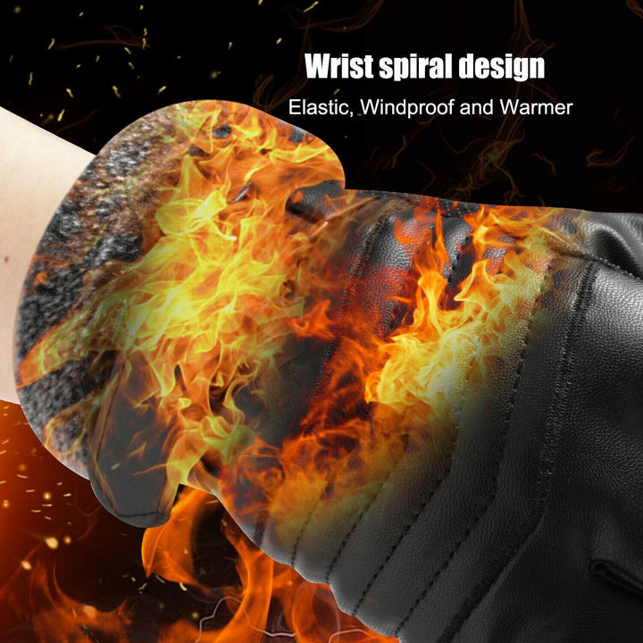 Lisslune | -30℃ Waterproof, warm leather ski gloves for winter | Touchscreen compatible
