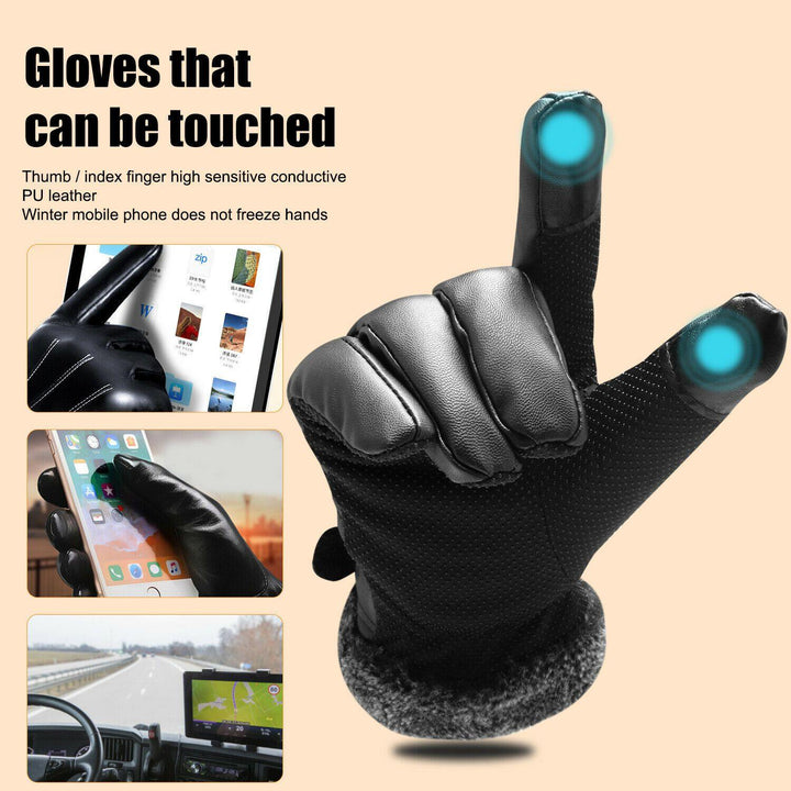 Lisslune | -30℃ Waterproof, warm leather ski gloves for winter | Touchscreen compatible
