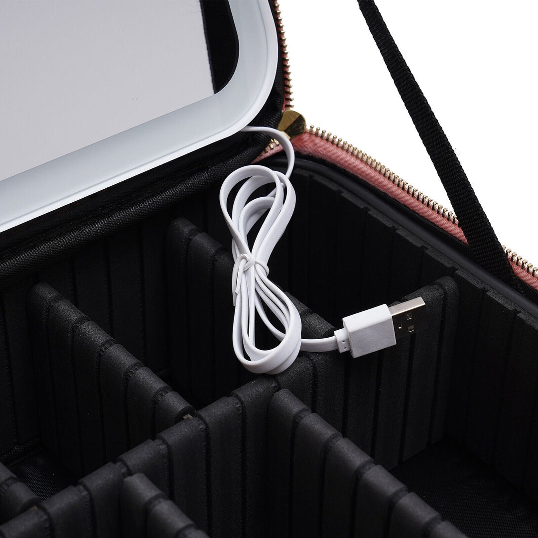 Lisslune | Portable Travel Makeup Case with LED Mirror & Adjustable Light