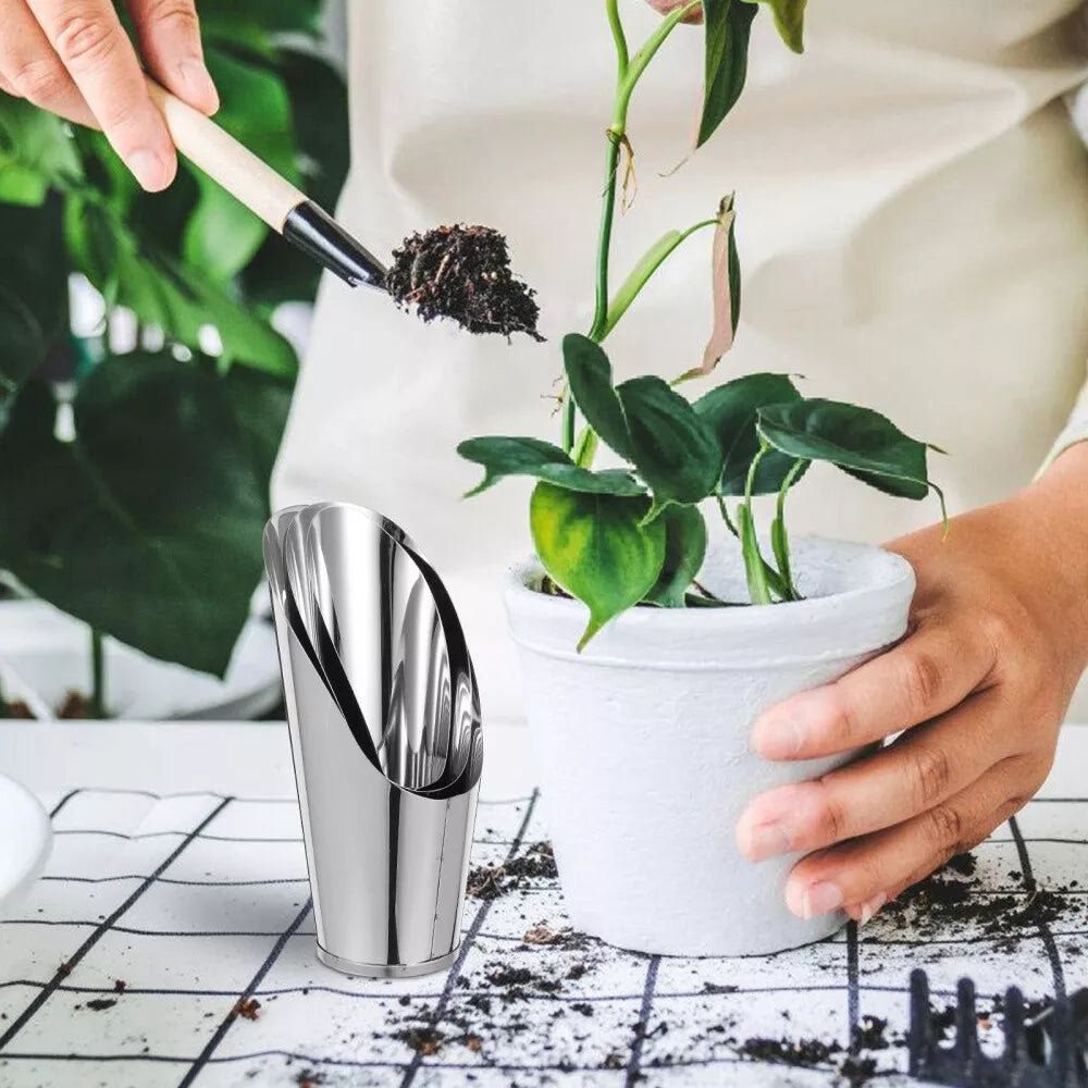 Lisslune | Stainless Steel Scoop for Potting Soil – Robust Planting Scoop for Garden and Balcony