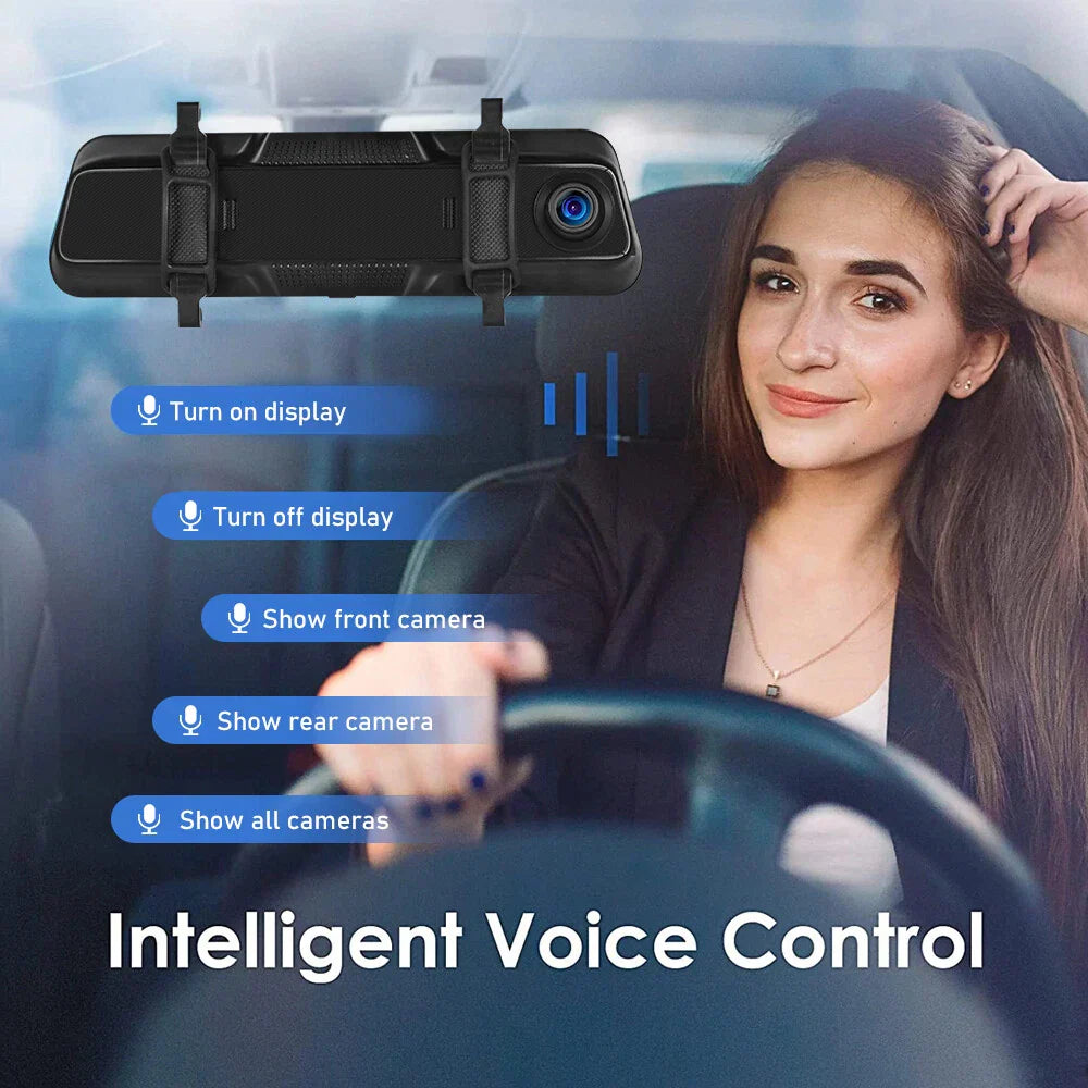 Lisslune | Rearview Mirror Dash Cam 4K Front & Rear | CarPlay & Smart Driving Assistant