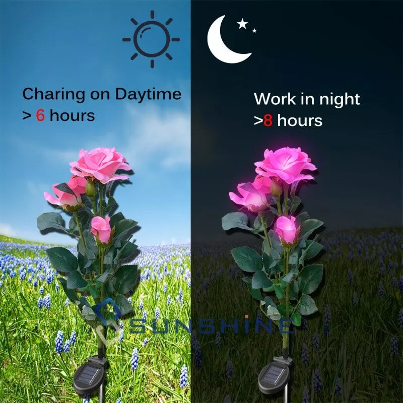 Lisslune | Solar-powered rose lights – garden stakes with solar panel for decorative lighting