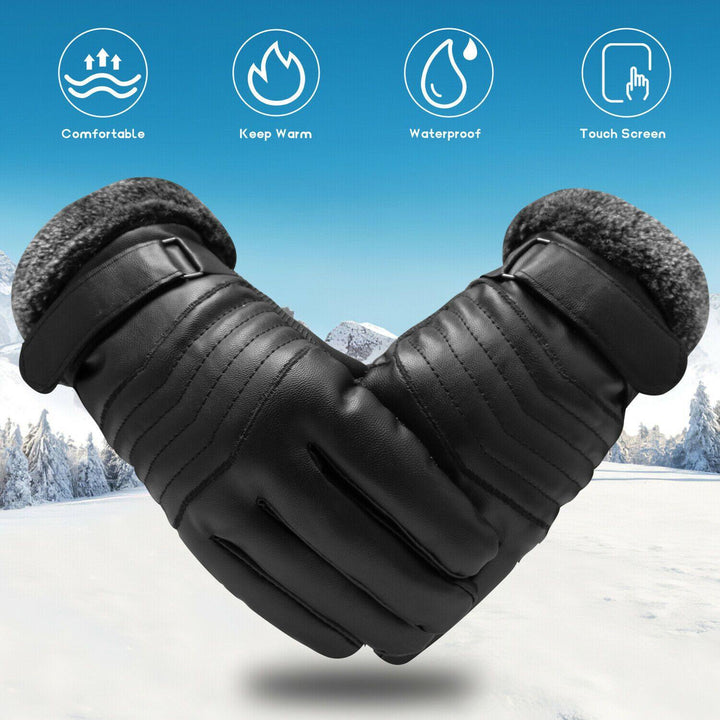 Lisslune | -30℃ Waterproof, warm leather ski gloves for winter | Touchscreen compatible