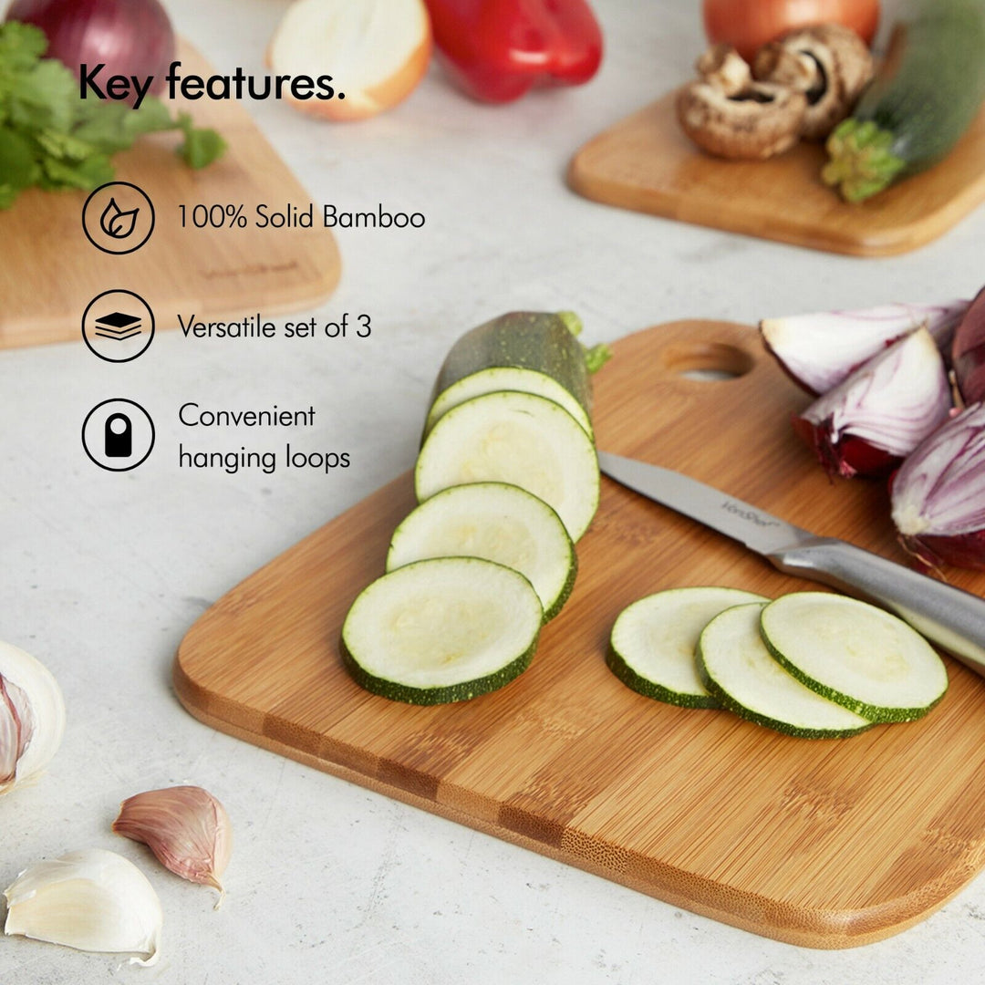 Lisslune | Bamboo Cutting Board Set – 3-Piece Sustainable Cutting Boards for Kitchen