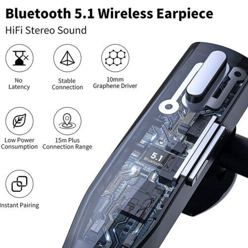 Lisslune | Trucker Dual Mic Wireless Bluetooth 5.1 Noise Cancelling Headset/Earphones