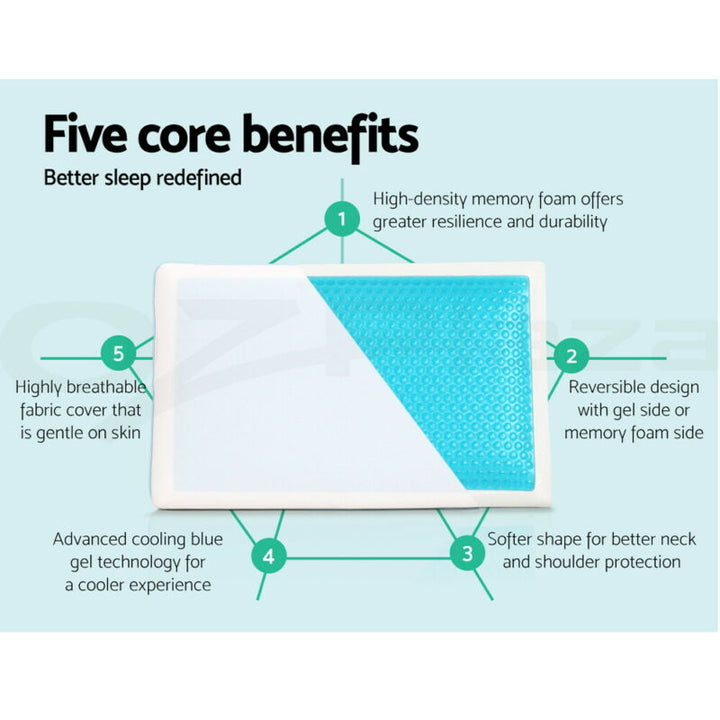 Lisslune | Deluxe memory foam pillow with cooling gel top